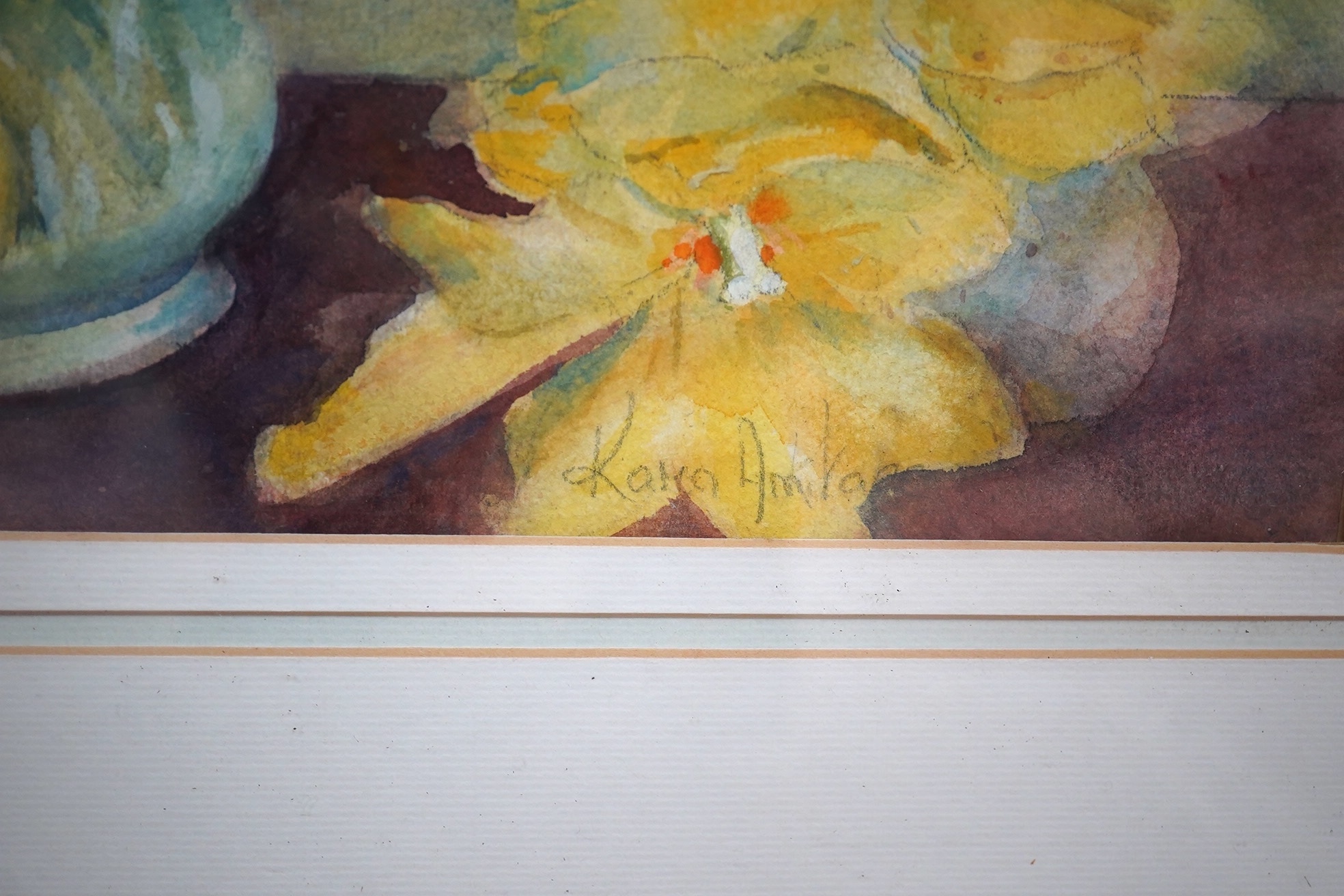 Three 20th century and Contemporary watercolours, Still lifes of flowers, including one signed M E Seaton, largest 69 x 54cm. Condition - poor to fair